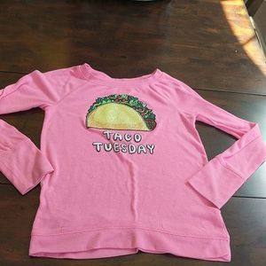 3/$20 Justice "Taco Tuesday" sweatshirt pink Sz 12